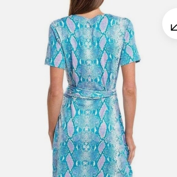 Diane Von Furstenberg New Julian Two Silk  Jersey Wrap Dress, Blue Python NWT - Picture 4 of 6